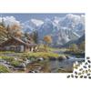 UVTMWVTCUSIQ Puzzle 1000 pezzi Paesaggio Montagna con Chalet per Adulti Carta Grande Rilassante Decorazione da Parete 38x26cm/1000pcs