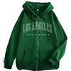 Generic Felpe con cappuccio e felpa da donna Los Angeles California Full Zip Up alla moda con cerniera stampa floreale comfort pullover top per adolescenti lettera vestibilità ampia giacche country Y2K, Verde
