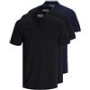 JACK & JONES Confezione da 3 polo da uomo slim fit, a maniche corte, colore nero, bianco, blu, grigio, XS, S, M, L, XL, XXL, 12171776