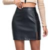 EMOTTOS Donna Minigonna in Pelle con Stampa Coccodrillo, Gonna a Vita Alta in Pelle PU con Zip, Sexy Gonna Corta da Donna Curvy, Nero, S