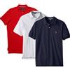 U.S. Polo Assn. Polo da Uomo a Maniche Corte in Tessuto Interlock Tinta Unita, Polo da Golf per Uomo, Polo Business Casual, Blu Navy/Bianco/Rosso Motore, M
