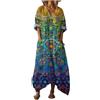 Generico Vestito Donna Elegante con Taschen Abito Estivo Boho Chic Vestito Lungo Cerimonia Caftano Copricostume Mare Maxi Abito Fluido Leggero Traspirante Taglie Forti Vacanza Casual (A32,L)