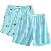 MIA LUCCE Pantaloni da notte da donna, in cotone, da donna, corti, con tasche e coulisse, S-XXL, Farfalla stella blu, XXL