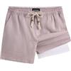 MaaMgic Pantaloni corti da uomo in lino, 2 in 1 con intarsio a compressione, 100% lino, traspiranti, con tasche per uomo, leggeri da viaggio, con tasca per cellulare, per le vacanze, la spiaggia