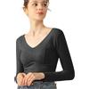 Generico Termico da Donna, Termico da Donna - Strato Base Caldo,a Maniche Lunghe con Scollo a V, Reggiseno Incorporato, Top Morbido e Spesso per la Stagione Fredda