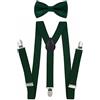 Axy Bretelle per ragazzi a forma di Y, larghezza 2,5 cm, con papillon - 3 clip stabili per bambini di età 7-12 anni, verde, Taglia Unica