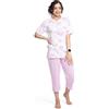 Leedya Pigiama Donna Leggero e Traspirante - Pinocchietto - 757 Cuori Rosa TG XXL