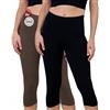 SES Leggings Capri da donna lunghi a 3/4, confezione da 2 pezzi, dalla 32-34 alla 56-58, opachi ed elastici, con elastico in vita morbido e vestibilità perfetta, in cotone con elastan, marrone e nero