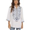 drakloak Camicetta estiva da donna boho ricamo messicano top con scollo a V maglietta manica corta boho tunica folklore hippie camicette, 372-bianco, XXL