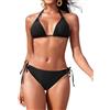 Svanco Costume Donna Due Pezzi Bikini Triangolo - Legame al Collo, Braghe Regolabili, Schiena Nuda e Imbottito, Perfetto per Mare