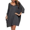 Bresdk Camicia da Notte Donna Cotone Modal Morbida Camicie da Notte Manica 3/4 Scollo a V Eleganti Taglie Forti Vestiti Premaman con Tasche Vestaglia Parto Ospedale Premaman, Grigio Scuro, M