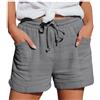 Generico Pantaloncini Lino Donna, Estivi Bermuda Larghi con Coulisse Elastica e Tasche Pratiche, Shorts Leggeri Eleganti in Cotone per Mare, Spiaggia e Casa, vestibilità Comoda, Taglie S-5XL