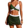 zoogobee Bikini da donna, due pezzi, a vita alta, con spalline regolabili, morbido increspato, costume da bagno sexy per piscina e feste, Amygreen e Bianco, M