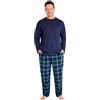 Get Trend Pigiama Uomo Invernale con Maglia Maniche Lunghe e Pantaloni a Quadri, Abbigliamento da Casa Inverno, Regalo Uomo (L, Blu Navy)