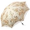 LCY - Ombrello da donna ricamato con pizzo, a doppio strato, anti-UV, parasole, pieghevole, protezione da sole/pioggia/neve, Giallo, Etichettalia unica