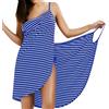 LumiSyne Bikini Copricostumi e Parei Donna Abito da Spiaggia Costumi da Bagno Copricostumi Vestito a Righe Moda Scollo a v Sexy Vestito Senza Maniche Mare Taglia Larga Piccola