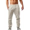 Luadnysin Pantaloni Uomo Estivi,Taglie Forti con Coulisse Cotone Sportivi Lino Yoga Leggero Tute Pantalone Estivo Chino Eleganti Lunghi da Lavoro Leggeri di in Casual Giapponesi,Khaki,Kaki,XL