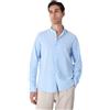 Ciabalù Camicia Uomo in Lino Coreana Slim Fit Manica Lunga (Celeste, M)
