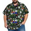 King Kameha Camicia Hawaiana Uomo a Maniche Corte per Taglie Forti con Stampa Pappagallo e Ciliegia, Cherryparrot, Nero, 7XL