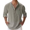 Luadnysin Camicia Lino Uomo Taglie Forti Vestiti Estivi In Estiva Maniche Lunghe Camicie Manica Lunga T Shirt Maglietta Abbigliamento Estivo Completo Camice Di Estive Magliette Lunghi Coreana,Grey,4XL,Grigio