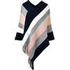 Ferand - Pullover Poncho Maglione da Donna con Frangia - Lavorato a Maglia, Mantella, Righe Grandi, Coprispalle Elegante