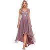 Ever-Pretty Vestiti da Ballo Scollo a V Orlo Alto-Basso Stile Impero Abiti da Damigella Sera e Cerimonia Donna Orchidea 52