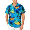 King Kameha Camicia Hawaiana Uomo Maniche Corte - Camicia Uomo Estiva con Stampa Navigare, Camicie Hawaiane da Navigare Leggera e Facile da Lavare - Surf, Turquoise, 5XL