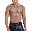 RuiChy Top a Rete Corto Uomo Canotta Sexy con Lustrini Maglietta Trasparente Senza Maniche Canottiera Muscolara a Tracolla Abbigliamento da Festa e Club per Festival Musicali e Rave