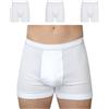 SES Mutande da uomo a costine sottili, colore bianco, confezione da 3 pezzi, in 100% cotone, taglie S - 4XL, resistenti alle alte temperature, con apertura e cintura morbida, in costine sottili di