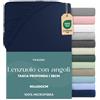 Twinzen Dreamzie Lenzuolo con Angoli Singolo 90x190 / 200cm - Angoli da 35 cm per Materassi Spessi - 100% Microfibra di Poliestere - Blu scuro, Certificato Oeko Tex