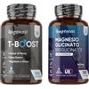 WeightWorld T Boost Complex e Magnesio Bisglicinato Bundle, 180 Compresse + 180 Capsule | Integratore Maca Uomo, Zinco, Selenio, Vit B5, 1422mg di Magnesio Glicinato con Vitamina B6, Prodotti Vegani, Senza OGM