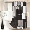 Xiaoterna Tenda da doccia geometrica Astratto Nero Bianco Grigio Tenda da bagno Geometria moderna e semplice Patchwork impermeabile Tenda da doccia lavabile per la decorazione del bagno 90x180cm