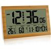 Chingcoo Orologio da parete digitale con indicatore di temperatura e indicatore di umidità, 20,1 x 12,4 cm, sveglia 12/24 ore, per camera da letto, soggiorno, ufficio, scuola