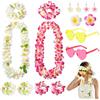 YinnFeen 12 Pezzi Ghirlanda Hawaiana Collane Set, Collana Hawaiana Fiori con Fasce Capelli Bracciale Occhiali, Carnevale Hawaii Leis Decorazioni per Festa Spiaggia Estate Piscina