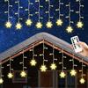 AUAUY Tenda Luminosa Natale, 4M 96 LED Catena, Batteria Luci, Bianco Caldo