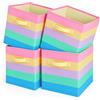Pinkgarden Scatola Portaoggetti, Cubo Pieghevole in Tessuto con Maniglie per la Casa, la Stanza dei Bambini, l'armadio e l'organizzazione dei Giocattoli, 4 Pezzi, 26,7 x 26,7 x 27,9 cm, Arcobaleno
