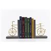 Spiretro fermalibri per biciclette, fermalibri decorativi con fondo antiscivolo, supporto per libri in legno e metallo, espositore per libreria da ufficio, 1 paio, dorato e marrone