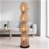 Licht-Erlebnisse Lampada da terra in rattan boho piccola, cesto naturale, H 111 cm, 4x E27 | H 111 cm, Ø 22 cm, 4x E27 max. 40 W, senza lampadine, paralume in rattan, base metallo, interruttore a pedale, IP20