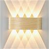 Doughelec Applique da Parete Interno Esterno LED 8W Legno, Lampada da Parete Moderno IP65 Impermeabile, Applique da Muro Bianco Caldo 3000K Luce Up Down Vintage per Camera da letto Corridoio, 22CM