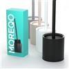 MOREQO - Scopino WC Design Nero - Spazzolone Moderno con Supporto - Scopino da Terra Senza Bucare - Set Bagno Opaco