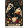 DOODLREAM Tarocchi scheletro retrò decorazione da parete metallo latta segno 20 x 30 cm Spill the Tea Vintage Wall Art poster per casa caffè stanza bagno decorazione regalo