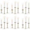 Nuptio Huracán Candelabro Metal Oro - 18 Piezas Candelabros Cónicos Palo de La Vela Se Encuentra El Paquete, Claro Pantalla de Cristal Huracán Velas Cónicas Moderna para La Boda Navidad Mesa