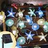 enlaceray Luci solari decorative per esterni Luci solari per esterni Decorazione da giardino Impermeabile Vita marina Tartaruga Cavalluccio marino Stella marina Oceano Nautico Balcone Patio Luci 40LED 4,3 m