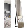 HOMCOM Specchio da Terra e da Parete con Struttura in Legno, Supporto Pieghevole con Cerniera, 37x43x156cm, Nero