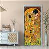 SHOMEY Creativo Adesivo Porta 3D Il bacio di Klimt 77 x 200 cm Fai da Te Adesivo per Porta PVC Decorazioni per La Casa Decalcomanie in Autoadesivo Foto Carta da Parati Porta Murale