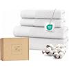 Ferò Set Asciugamani Bagno Lusso 4 Pezzi, OEKO-TEX 100% Cotone Premium 550 g/m², Ultra Morbido e Assorbente, 2 Coppie Viso Ospite, 2 Asciugamani Viso 50x100, 2 Asciugamani Bidet 50x30, Bianco