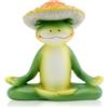 LOVIN PRODUCT Statua Rana Meditazione 11cm in Resina - Figurina Yoga per Scrivania, Soggiorno, Ufficio, Patio & Giardino, Simpatico Portavaso Zen, Mini Scultura da Tavolo per Casa e Cortile