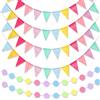 YinnFeen 6 Pezzi Ghirlanda di Bandierine, Bandierine Triangolari da Esterno Multicolore, Festone Bandiere Pastello con Ghirlanda di Carta a Cerchi per Giardino Feste Matrimoni Compleanni Festival Deco