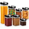 Generico Set 7 Contenitori Ermetici per Alimenti con Coperchio Airtight, Barattoli Salvaspazio Impilabili per Pasta, Cereali, Caffè, Biscotti e Legumi, Contenitori Trasparenti per Cucina e Dispensa