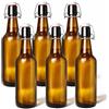 Devitre 6 bottiglie di vetro marroni da 500 ml, con chiusura a leva, per birra, succhi di frutta, olio, con etichette